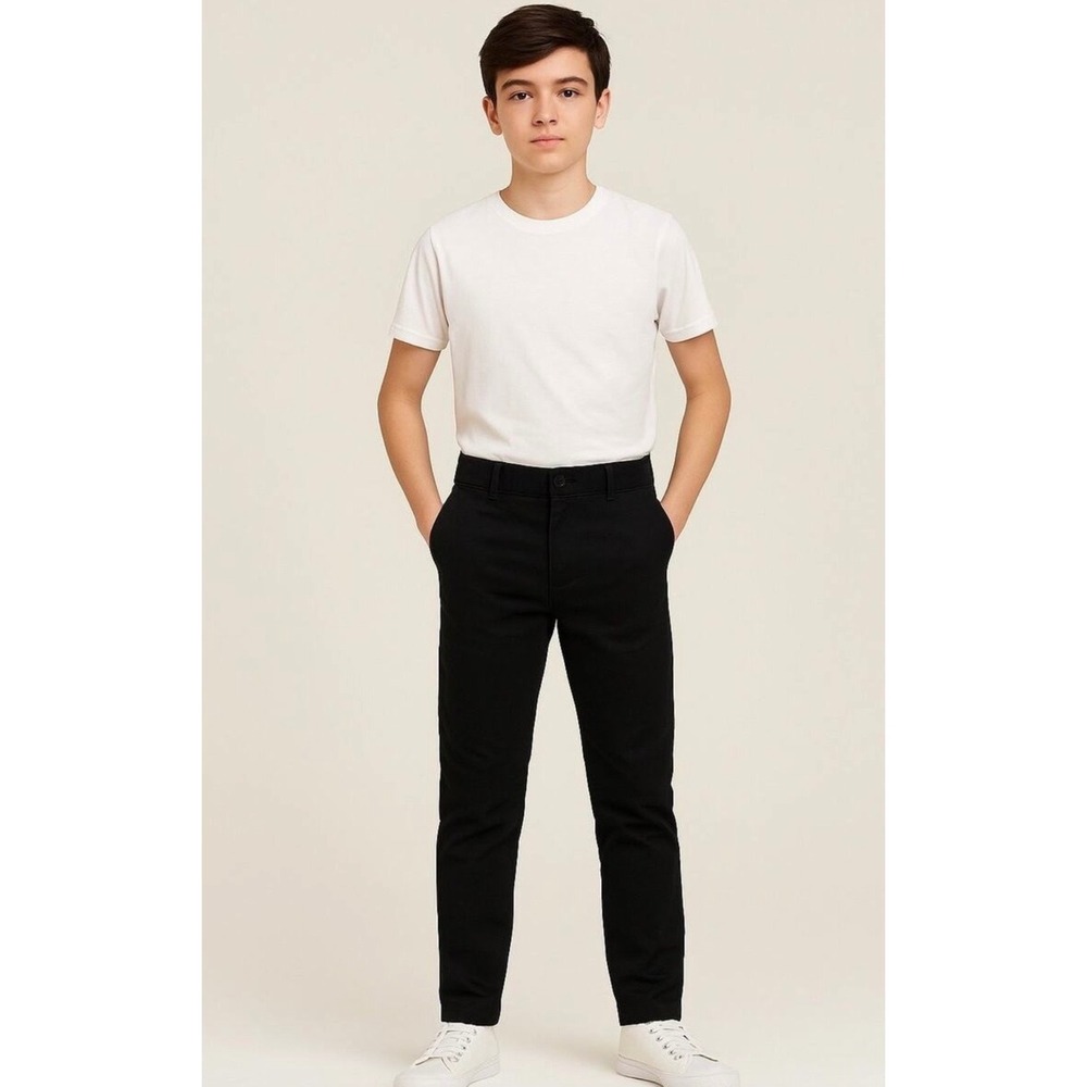 The Childrens Place Boys Black Chino Pants Stretch Twill Trousers